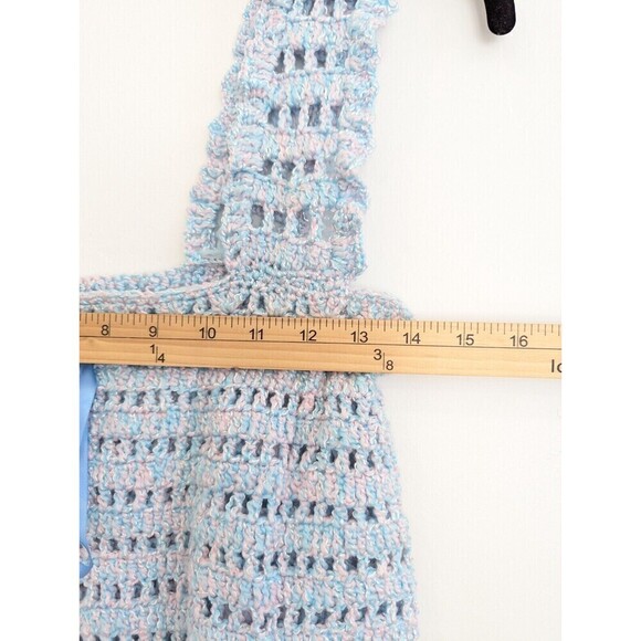 Hand Crochet Top Womens Size M/L‎ Blue Handmade Sleeveless Cottagecore Grandma - Picture 7 of 8